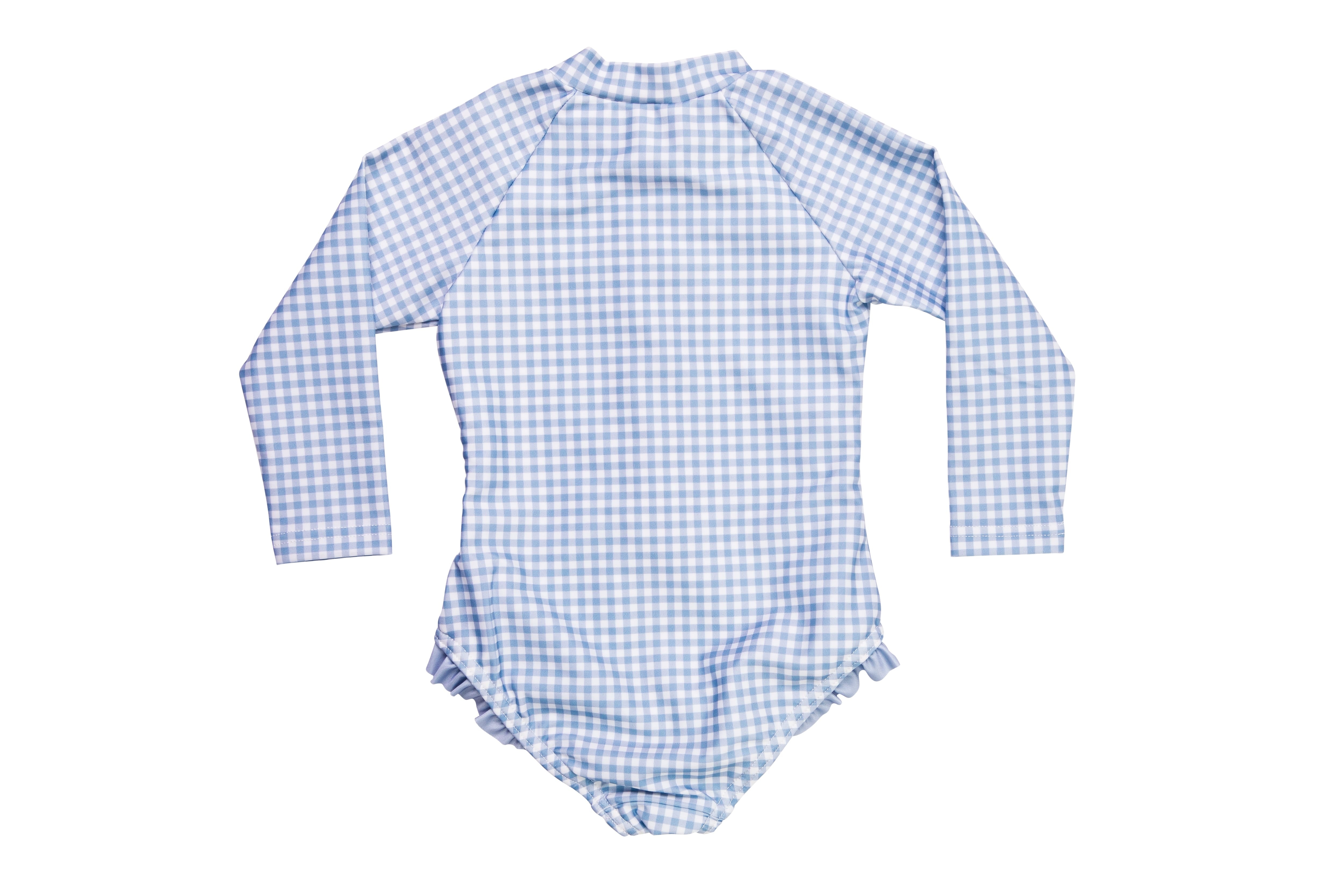 bells blue gingham surf suit