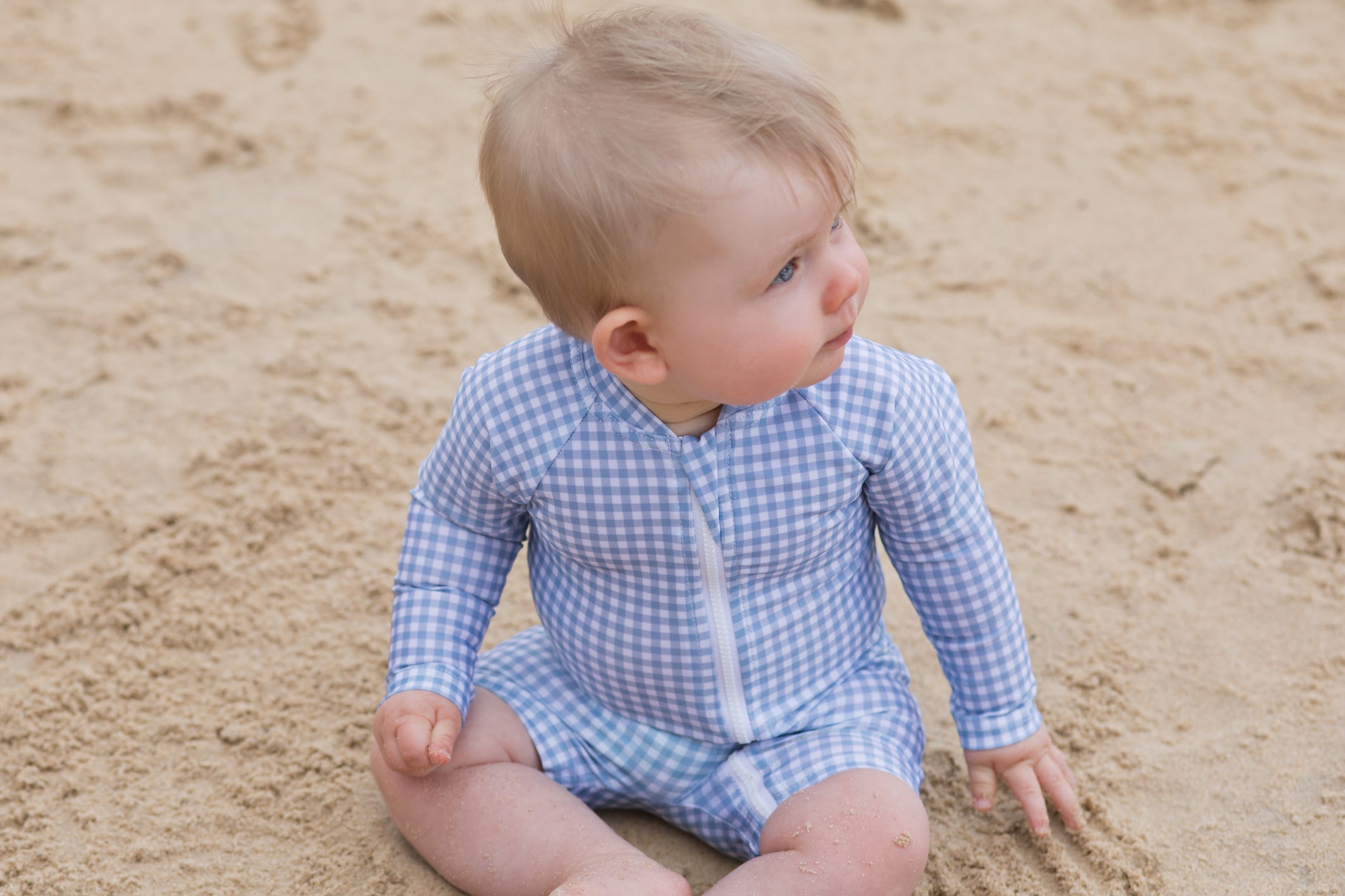 bells blue gingham sun suit (size 1 & 2 sold out)