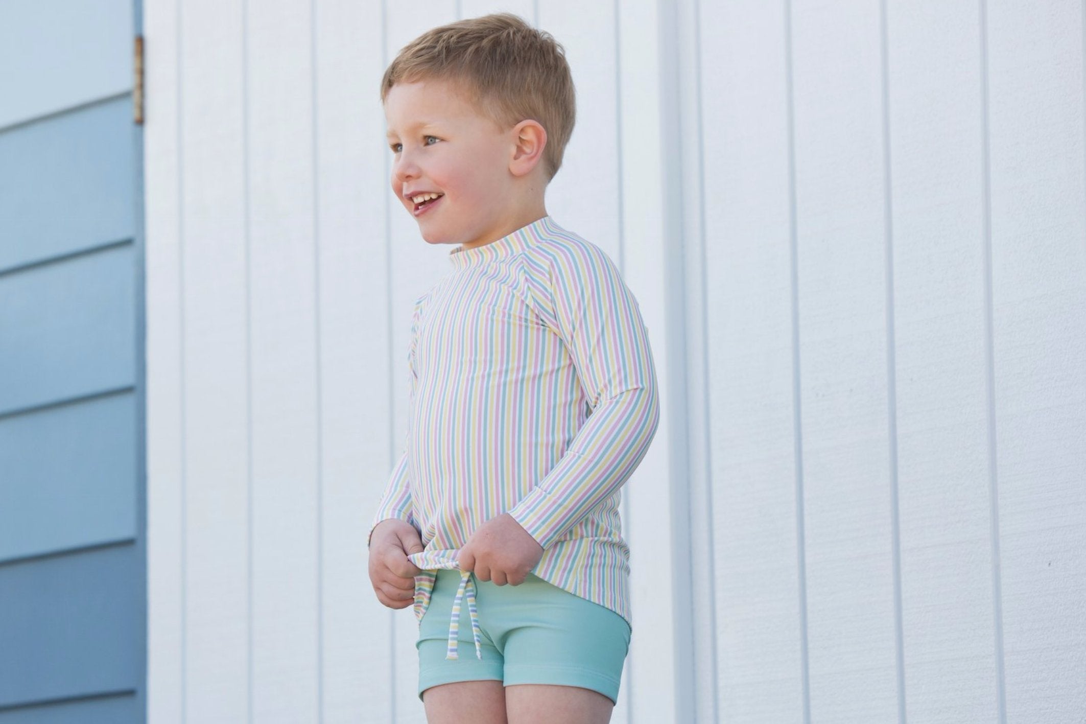 harry & pop original rashguard in portsea pink stripe | rashie | rashvest