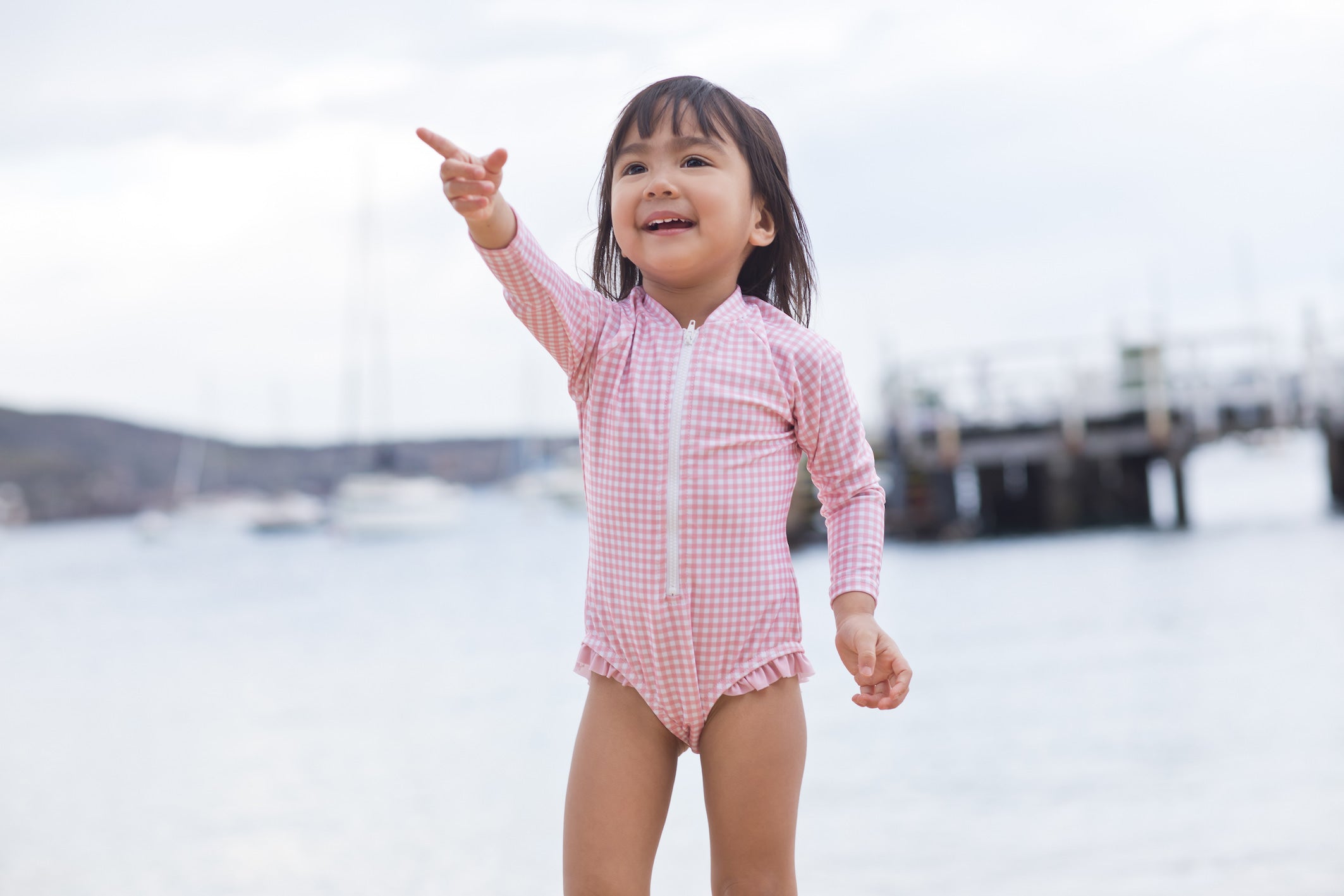 pambula pink gingham surf suit