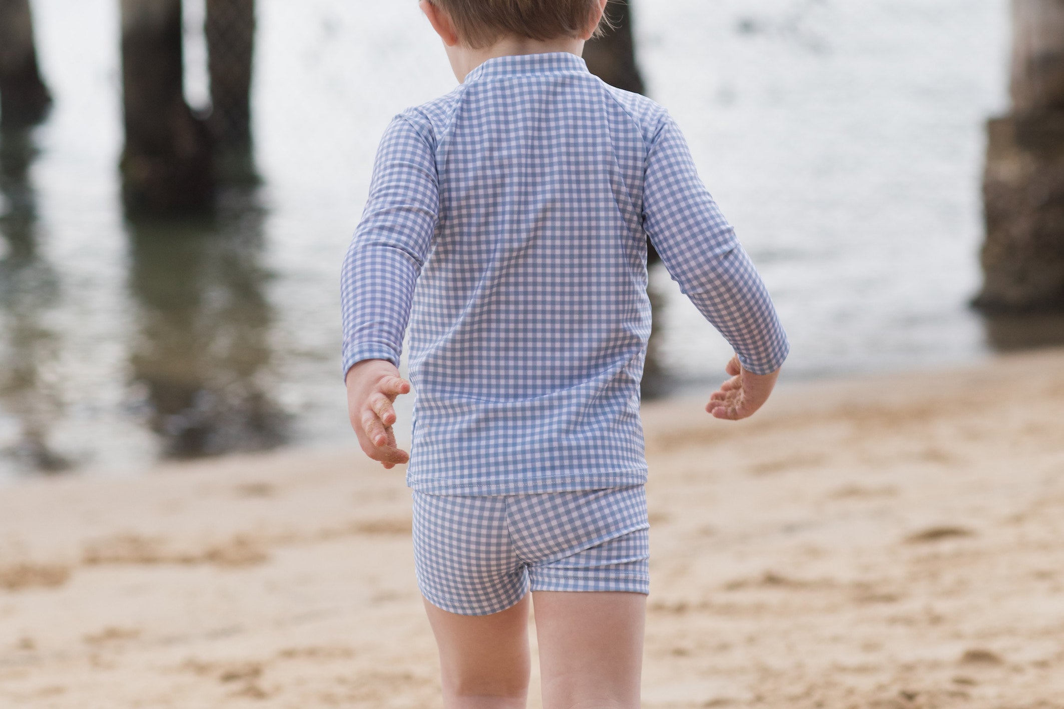 kids bells blue gingham budgie brief