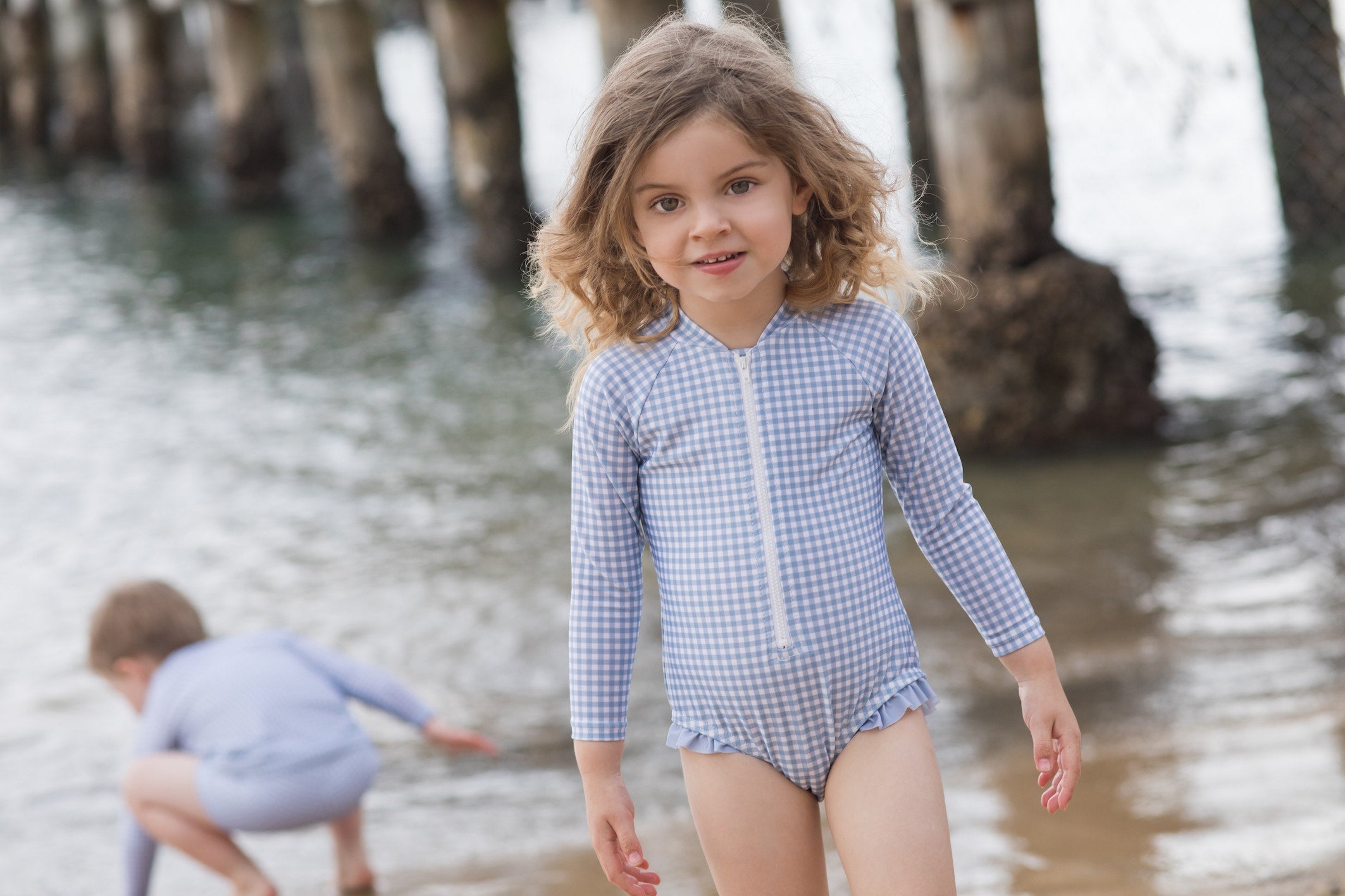 (sample) bells blue gingham surf suit (sold out)