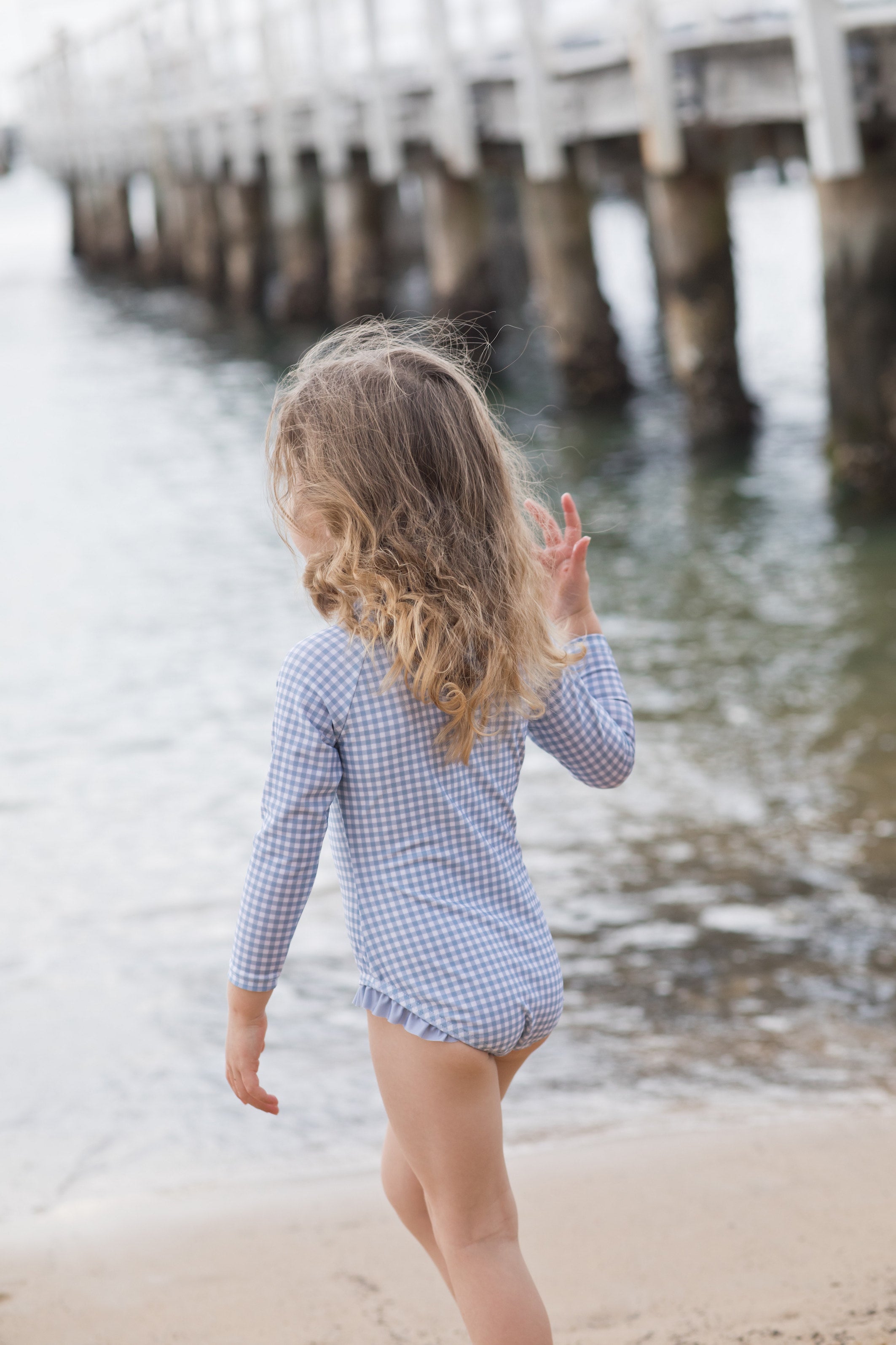 (sample) bells blue gingham surf suit (sold out)