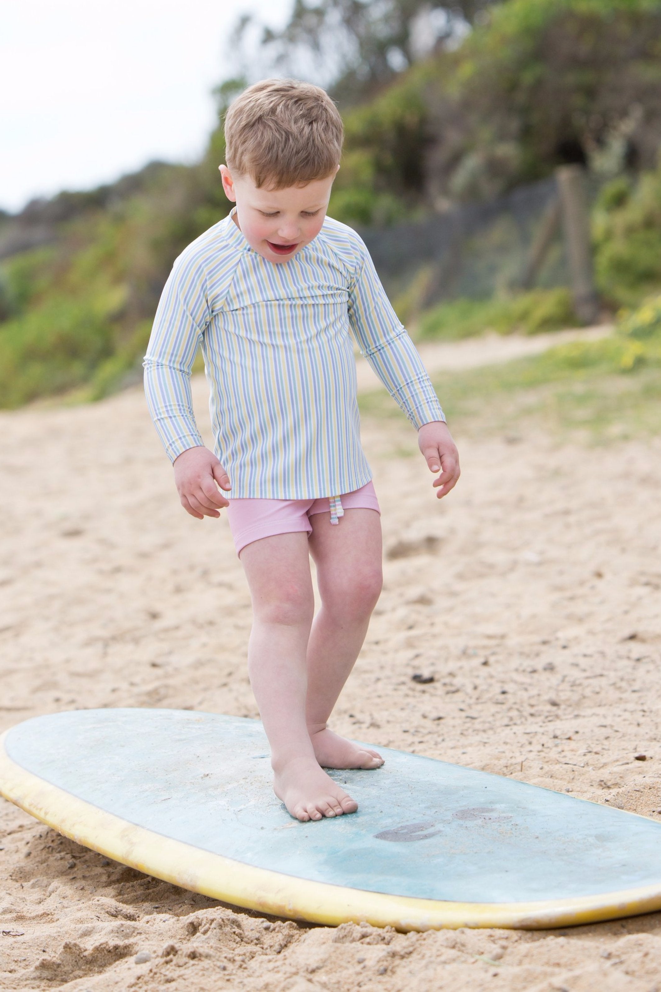 harry & pop budgie brief in palm cove pink | UPF 50+ swimwear for kids, toddlers, baby