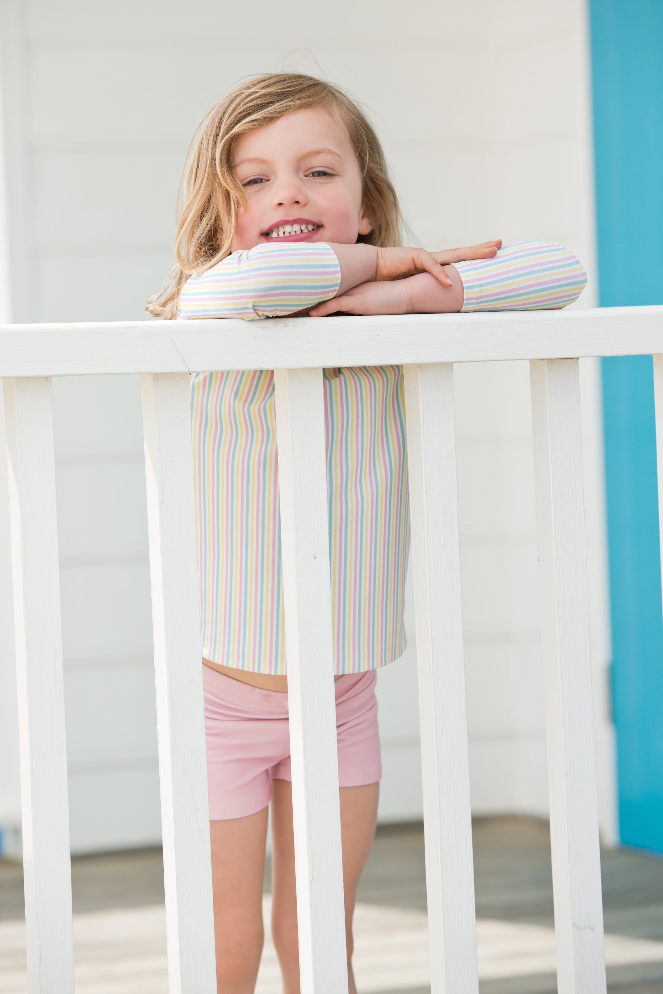 harry & pop original rashguard in portsea pink stripe | rashie | rashvest