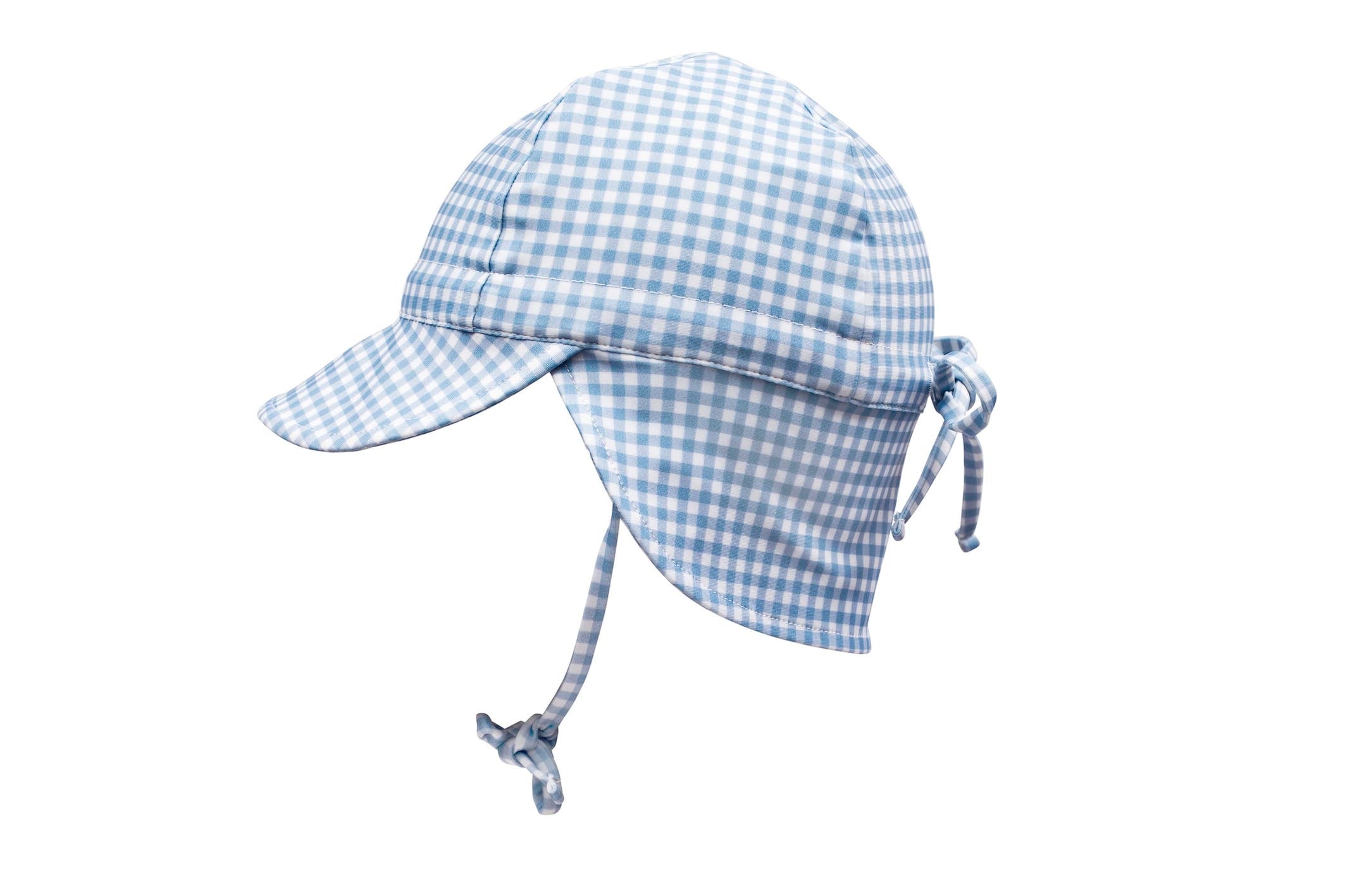 bells blue gingham swim flap hat (sizes 3-6 mths & 2-3 yrs available)