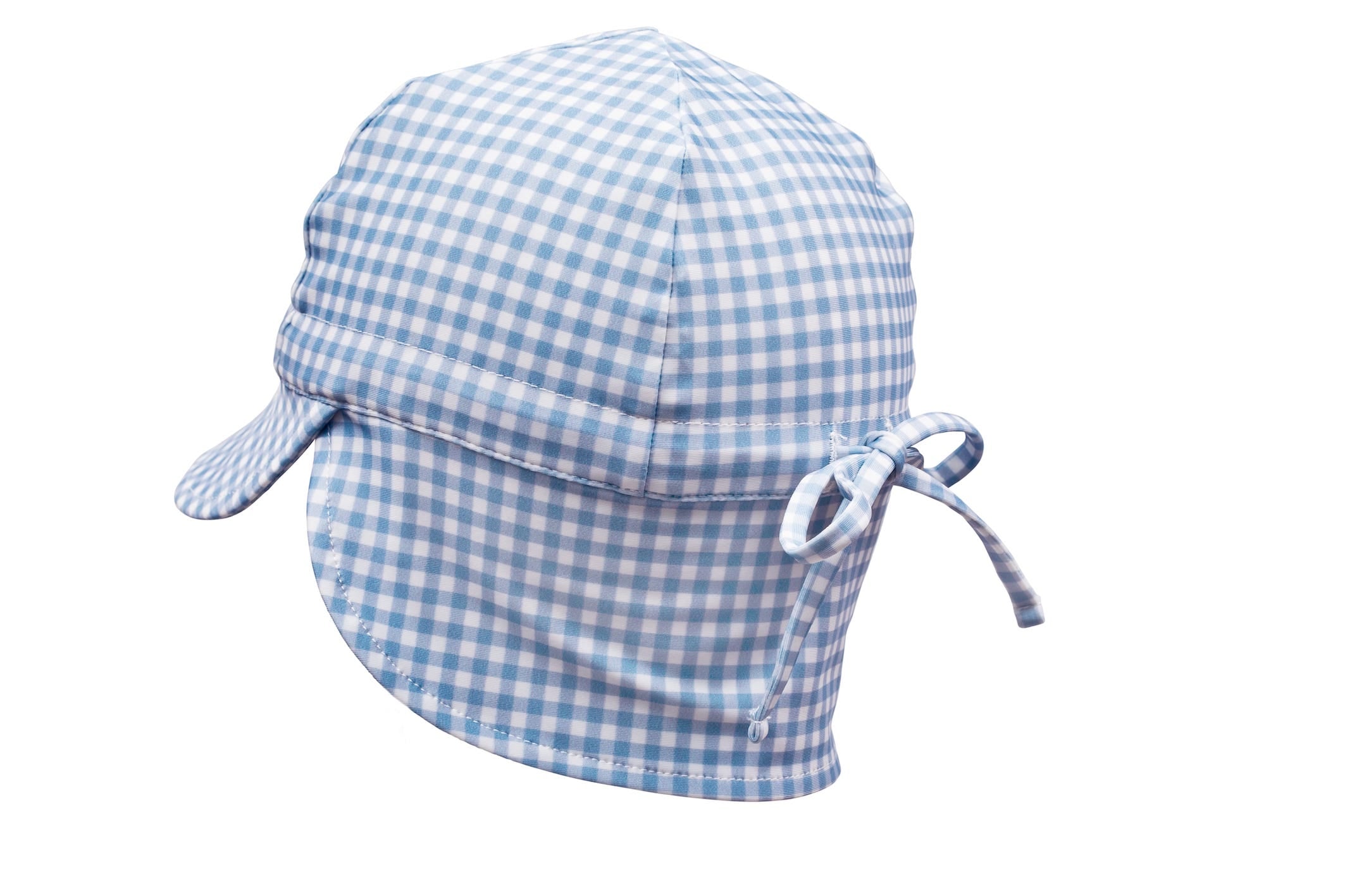 bells blue gingham swim flap hat (sizes 3-6 mths & 2-3 yrs available)