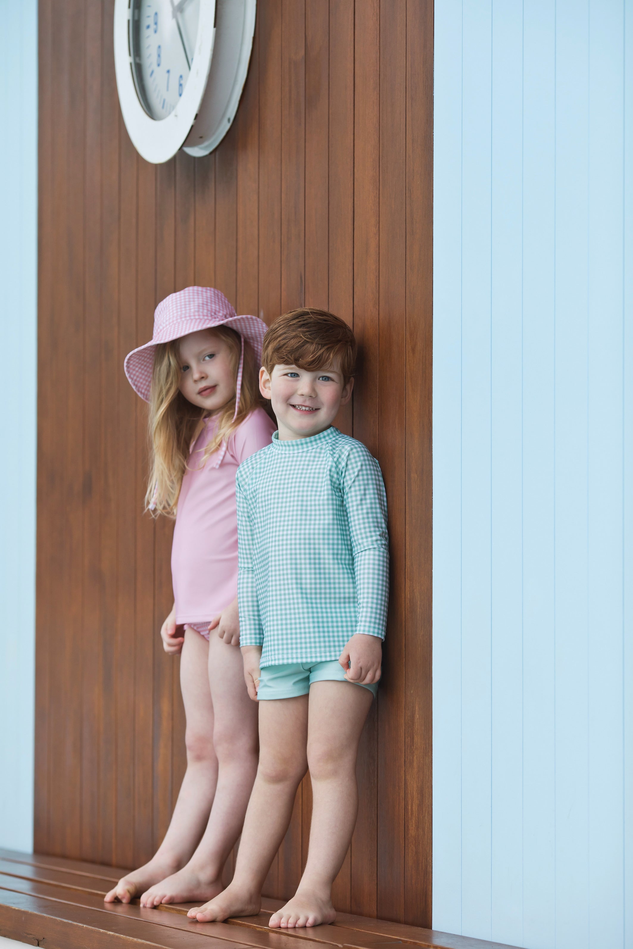 pambula pink gingham swim bucket hat (size 3-6 yrs sold out)