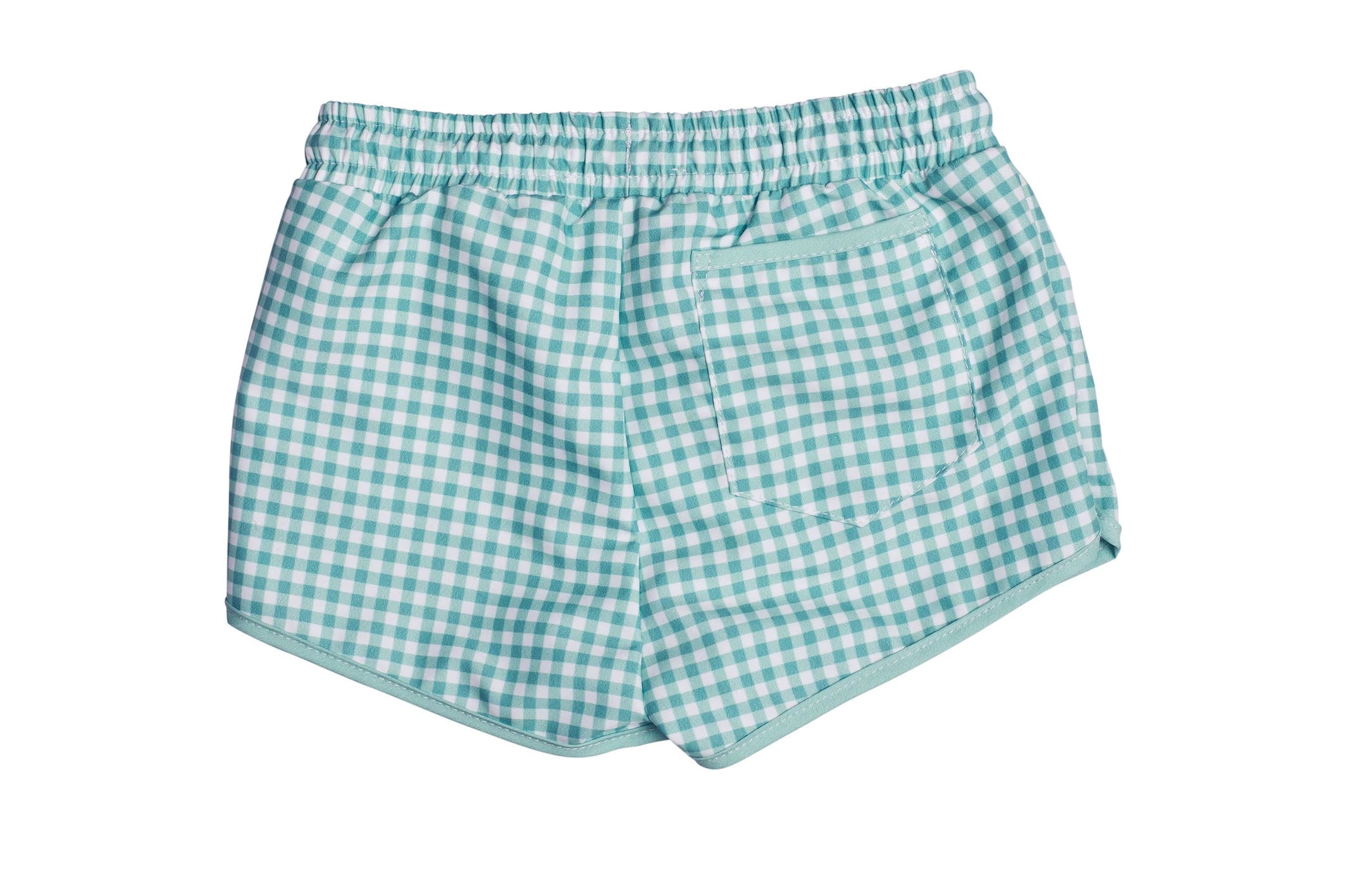 galaru green gingham boardie