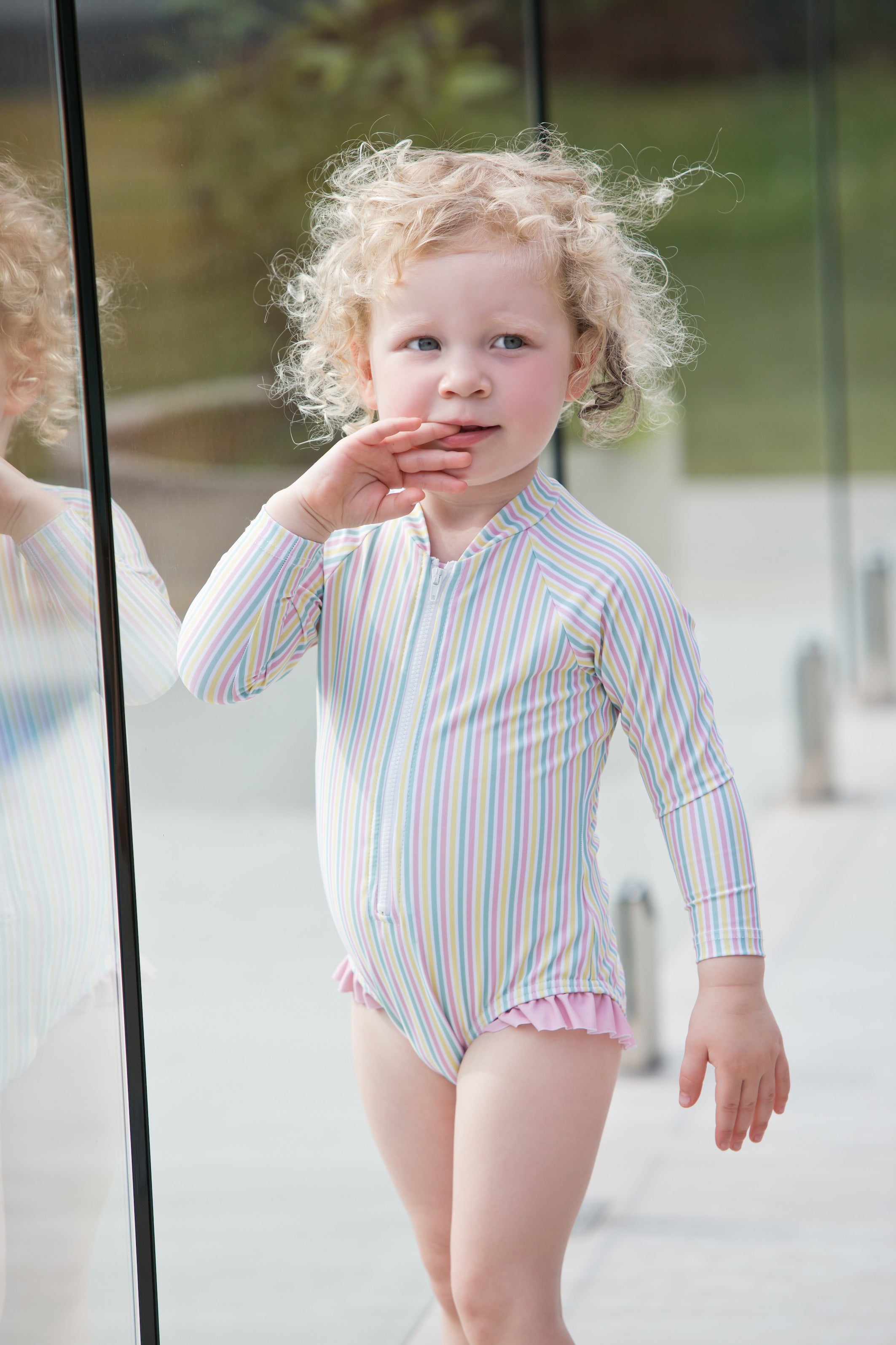 portsea pink stripe surf suit