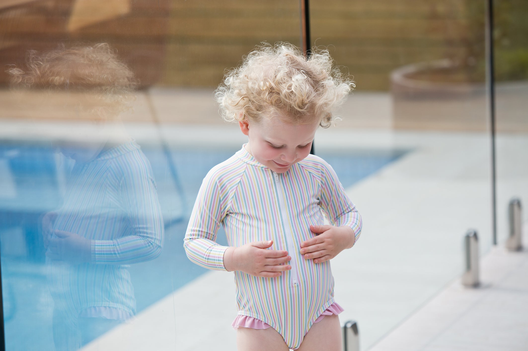 portsea pink stripe surf suit