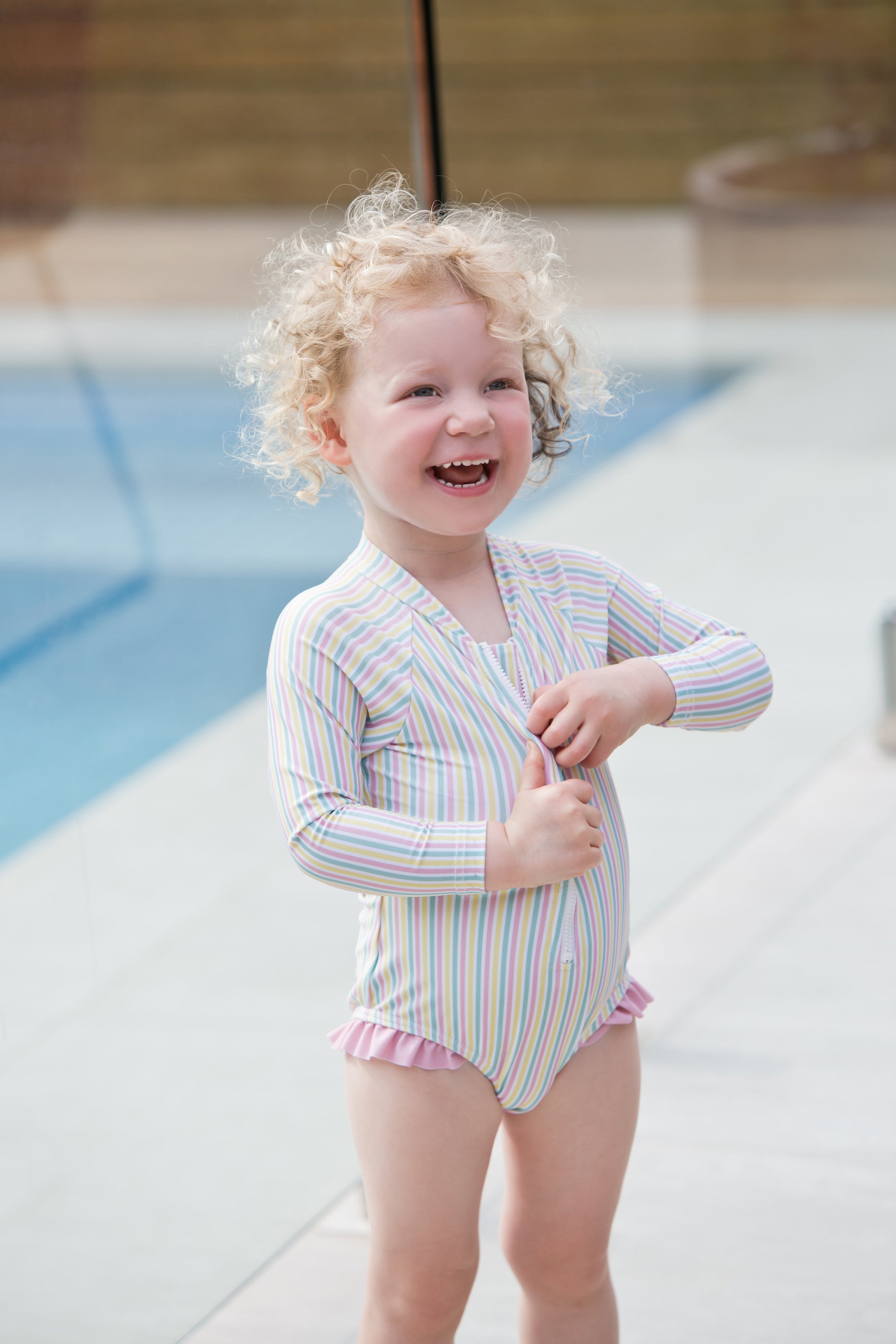 portsea pink stripe surf suit
