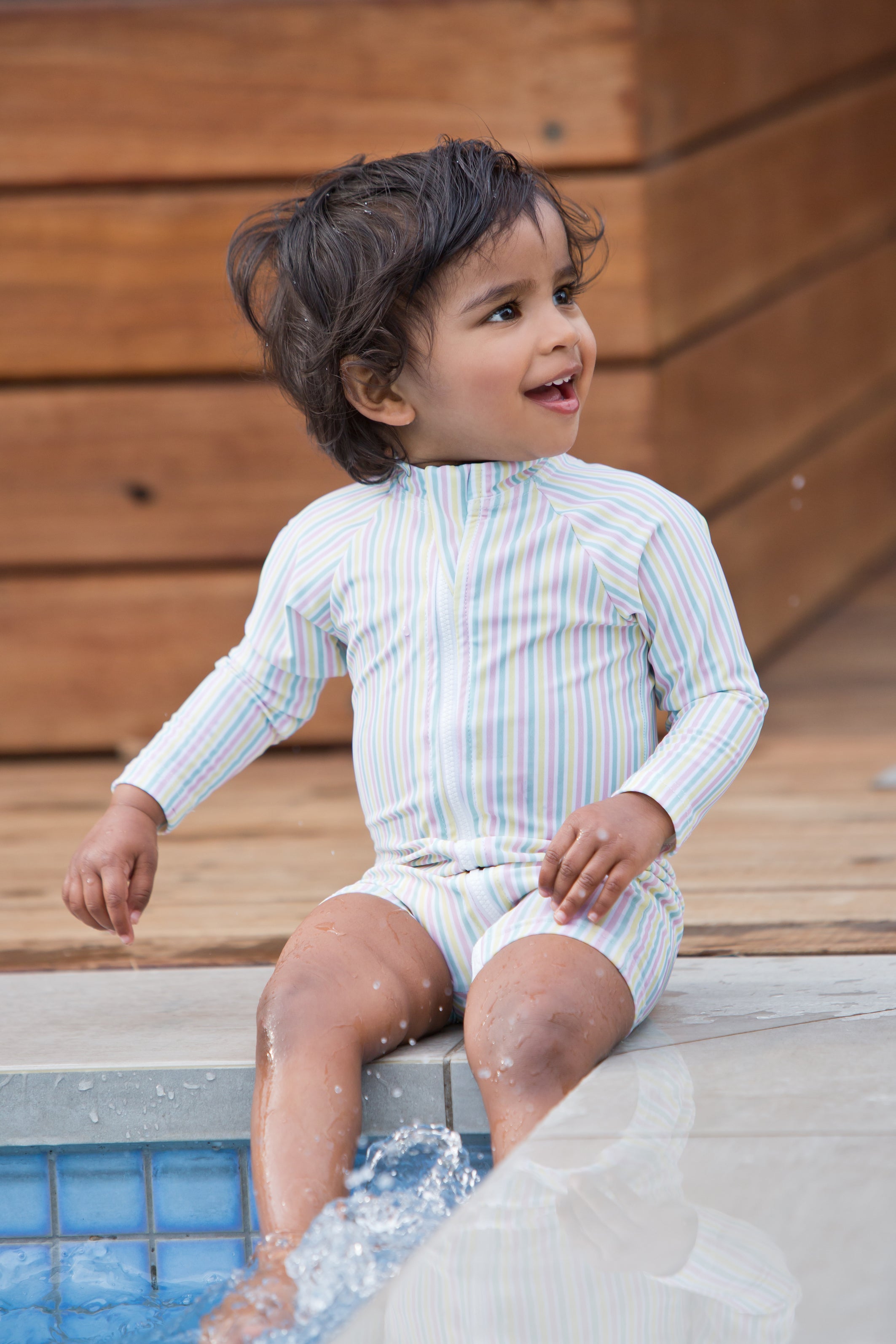 portsea pink stripe sun suit