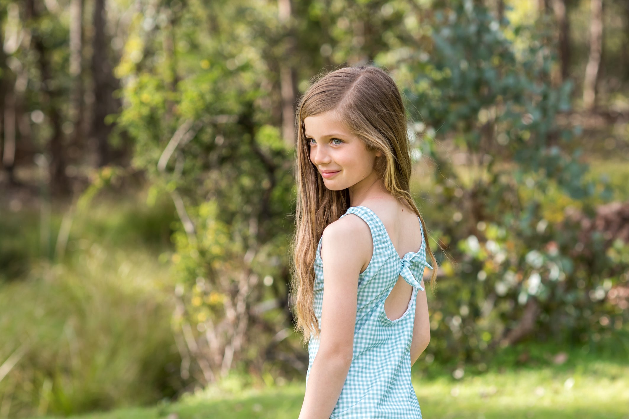 galaru green gingham keyhole one piece