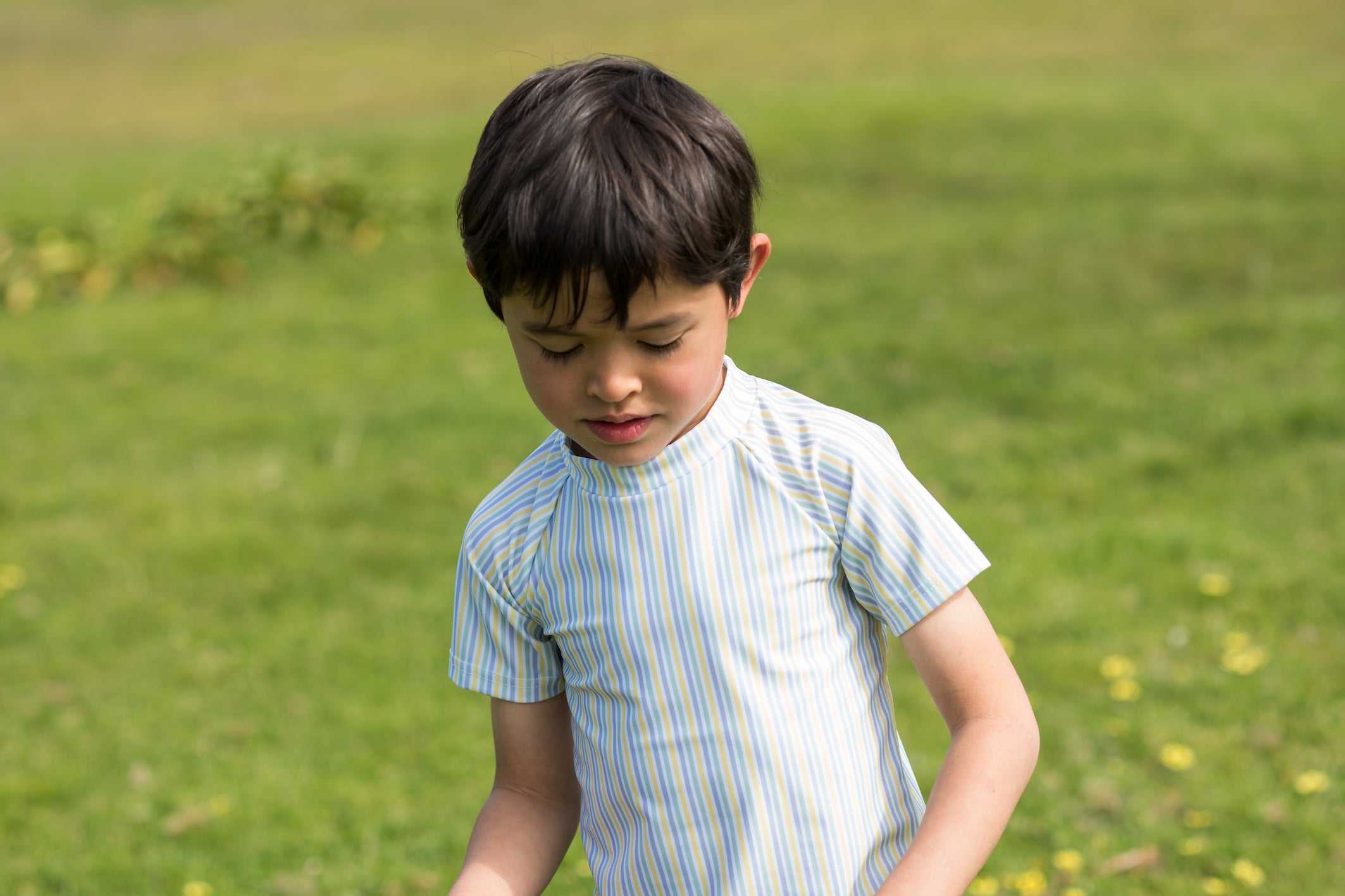 bondi blue stripe short sleeve rashguard