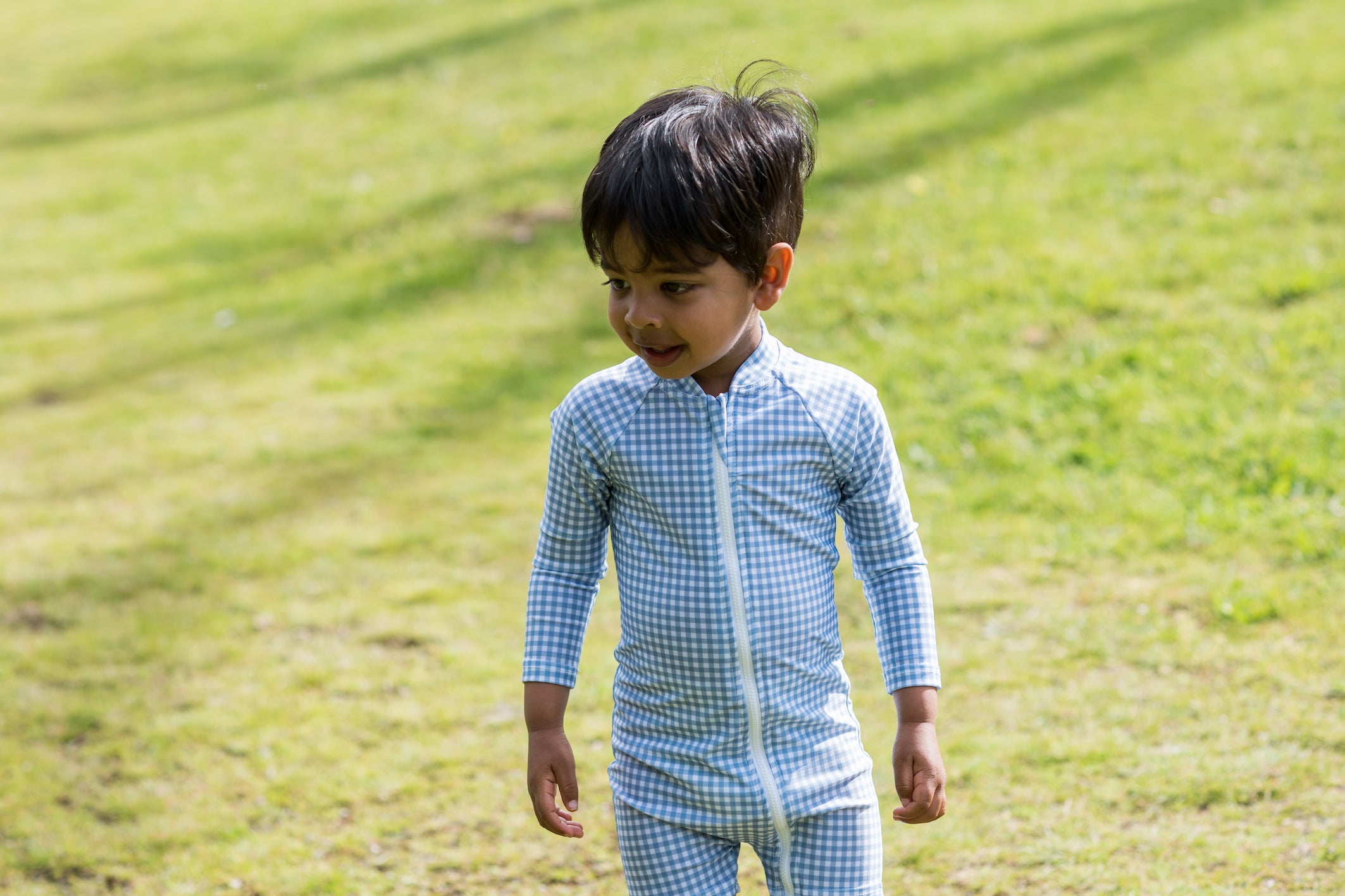 bells blue gingham sun suit (size 1 & 2 sold out)