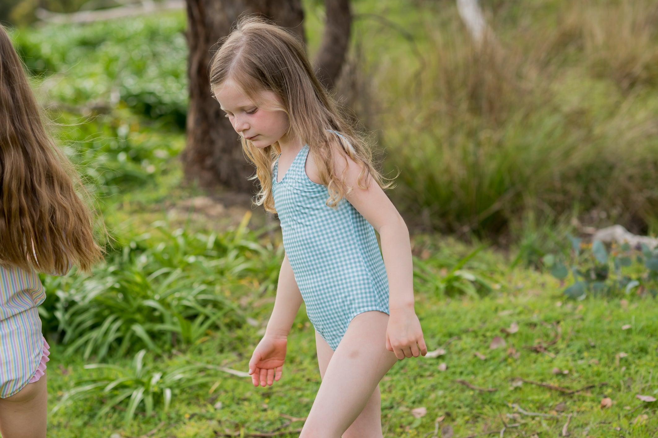 galaru green gingham keyhole one piece