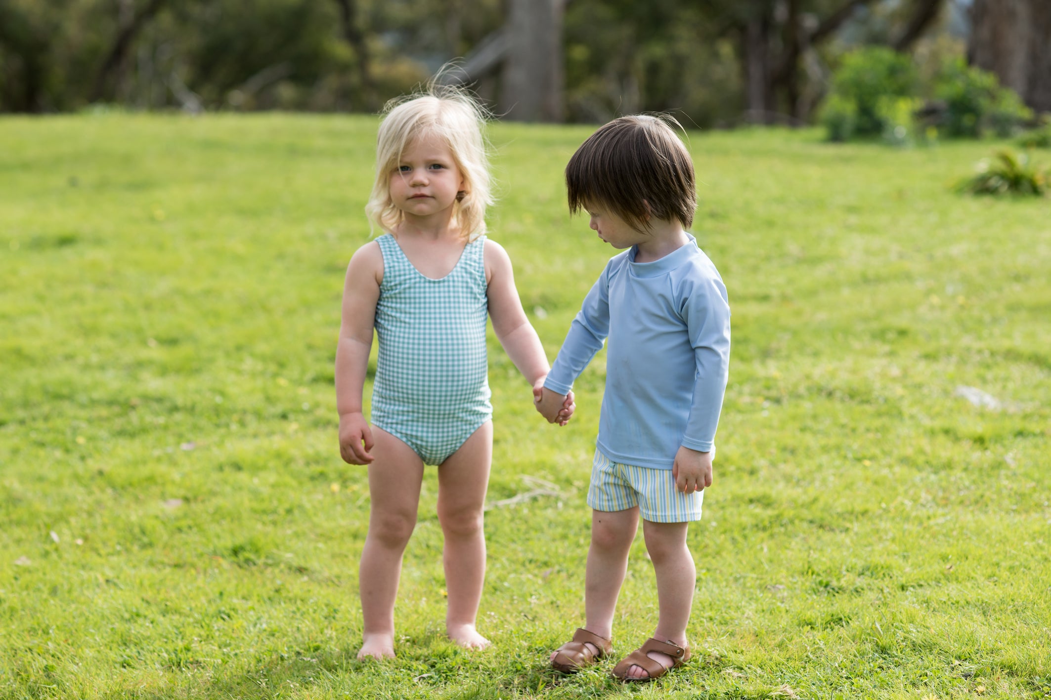 galaru green gingham keyhole one piece