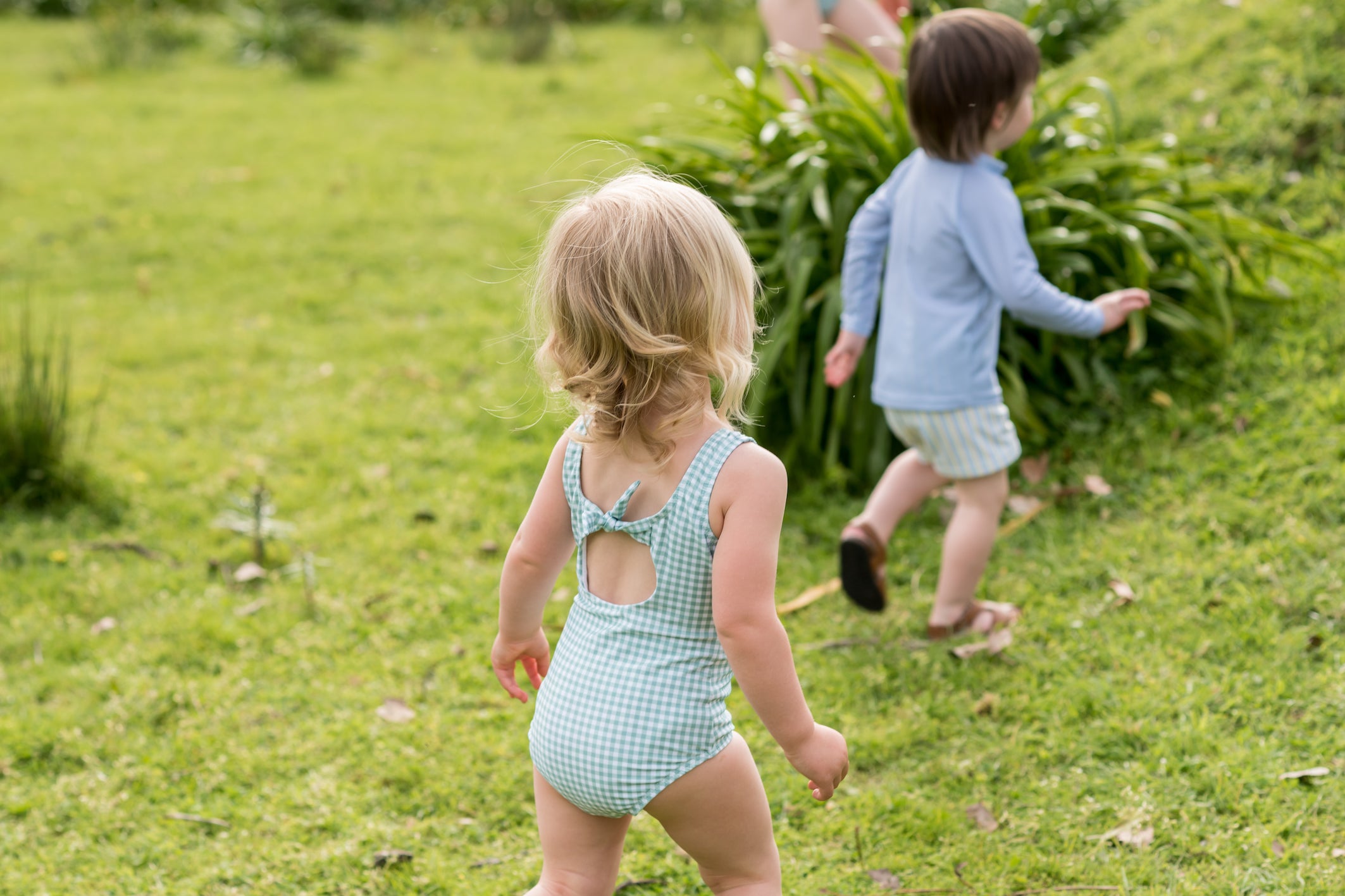galaru green gingham keyhole one piece