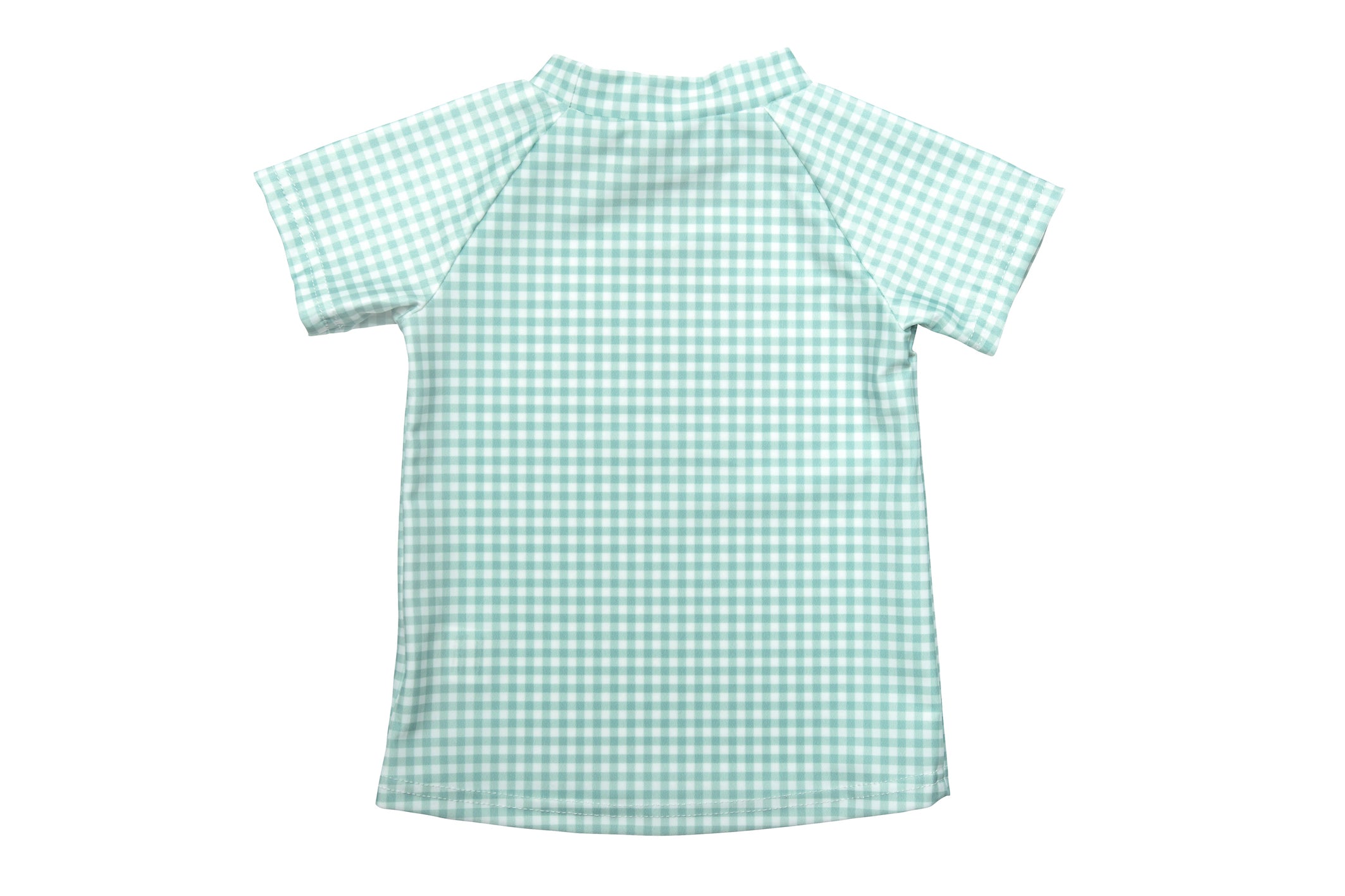 galaru green gingham short sleeve rashguard