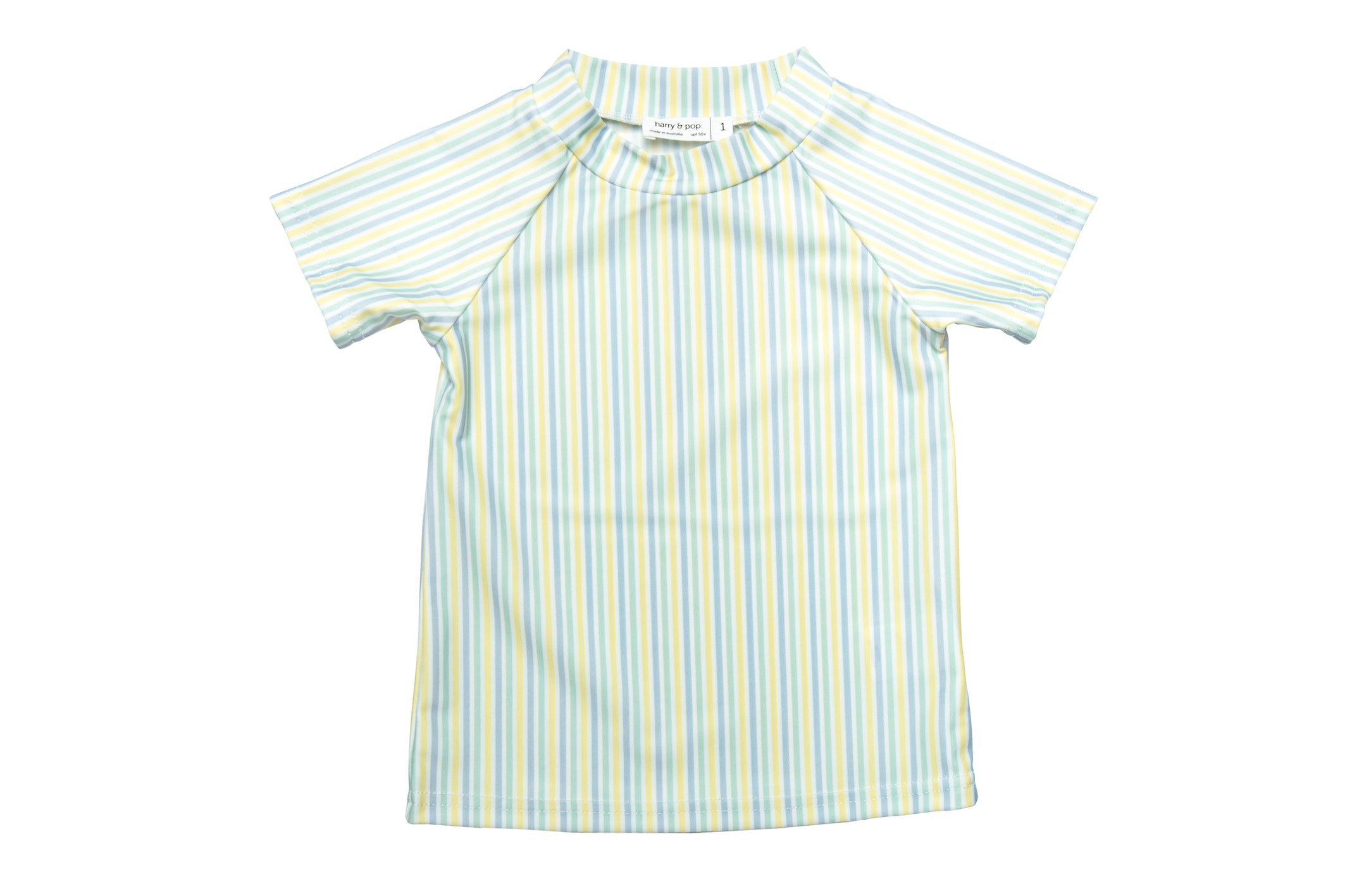 bondi blue stripe short sleeve rashguard