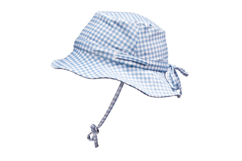 pambula pink gingham swim flap hat (6-12 mths & 1-2 yrs sold out)