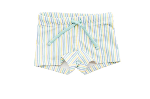 harry & pop budgie brief in bondi blue stripe | UPF 50+ swimwear for kids, toddlers, baby
